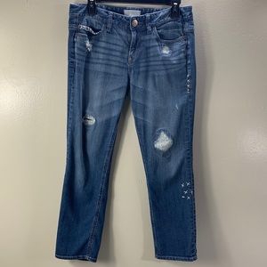 Express Jeans Women’s Blue Distressed Modern Boyfriend Jean Pants Size 2